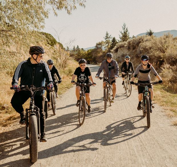 Team bike ride on Kettle Valley Trail. 